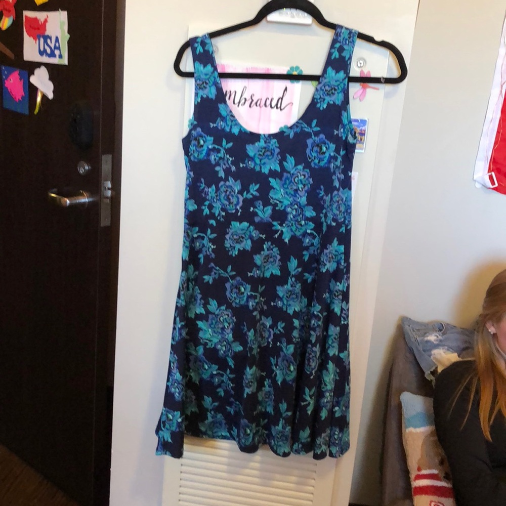 Blue floral tank top dress